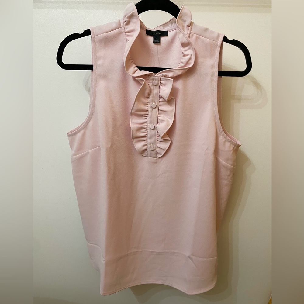J.Crew women’s Ruffled Sleeveless 365 Crepe Top, size large